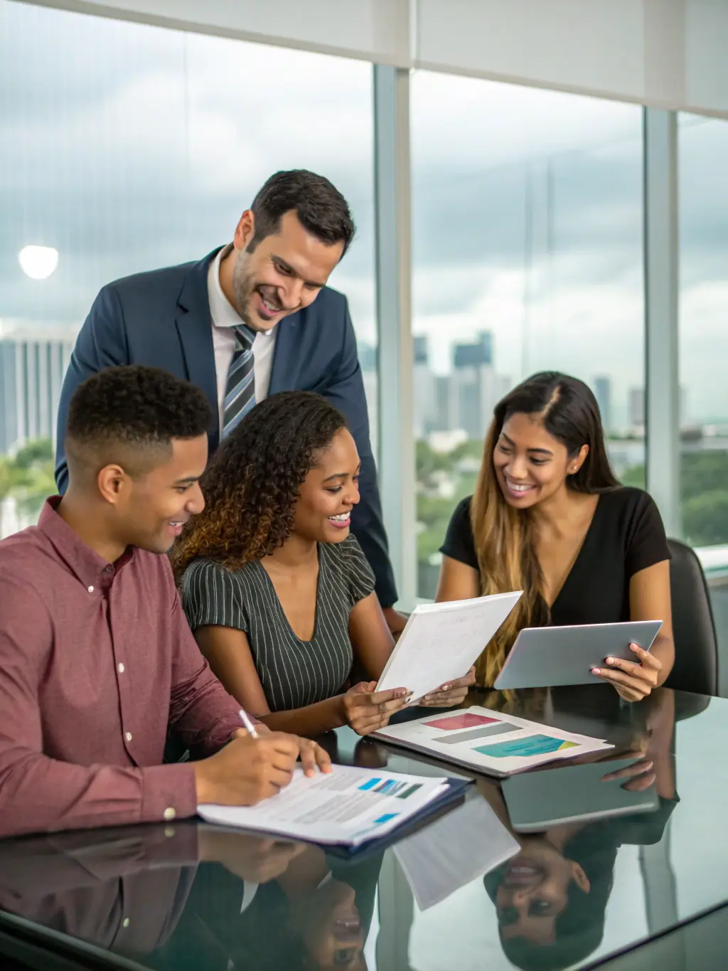 A diverse group of people discussing investment strategies, highlighting the collaborative learning environment.